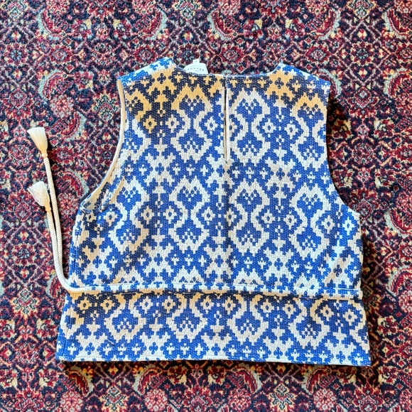 Sezane Darlene Blouse Geo Blue Jacquard - Size 12 - Picture 3 of 4